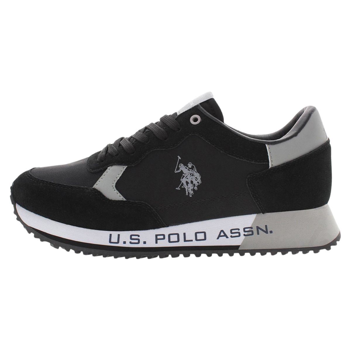 U.S.POLO ASSN, Ανδρικά Sneakers, Suede Sneakers, Sneakers με Κορδόνια, Sneakers Μαύρα, CLEEF005-BLK