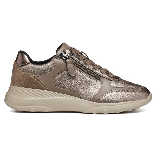 GEOX Alleniee Woman, Γυναικεία Sneaker, Δερμάτινα Sneaker, Taupe, D36LPB02N22C6029