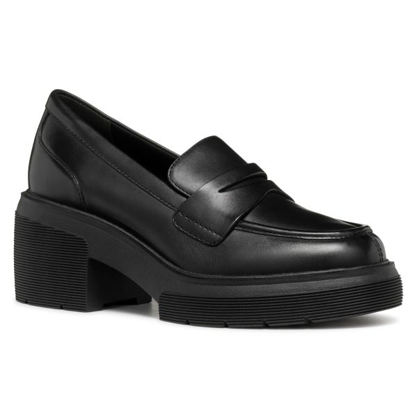 GEOX spherica ec15 Woman, Γυναικεία Loafers, Δερμάτινα Loafers, μοκασινια, Black D46WWD00043C9999