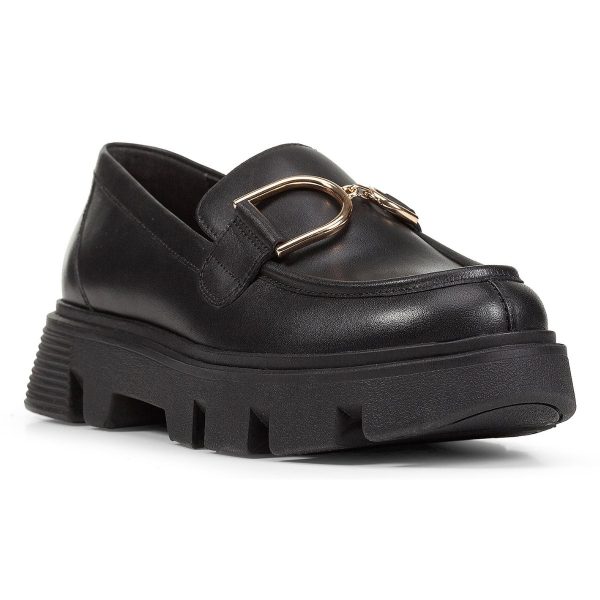 GEOX Vilde Woman, Γυναικεία Loafers, Δερμάτινα Loafers, μοκασινια, Black, D46UAH00043C9999