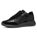 GEOX Alleniee Woman, Γυναικεία Sneaker, Δερμάτινα Sneaker, black, D36LPB05422C9997