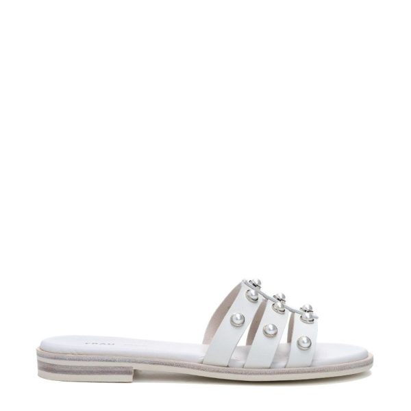 FRAU Γυναικεία δερμάτινη flat παντόφλα 86P3/OFF WHITE